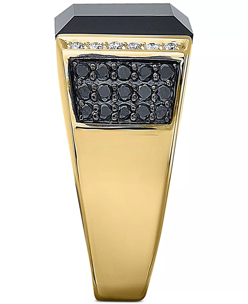 EFFY® Men'S Black Onyx & Diamond (5/8 Ct. T.W.) Ring in 14K Gold