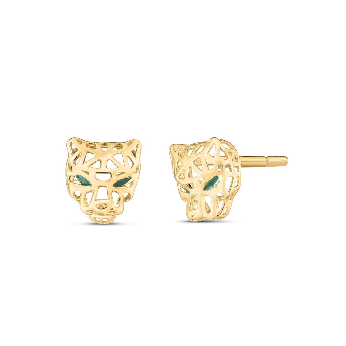 14k Yellow Gold Panther Head Earrings