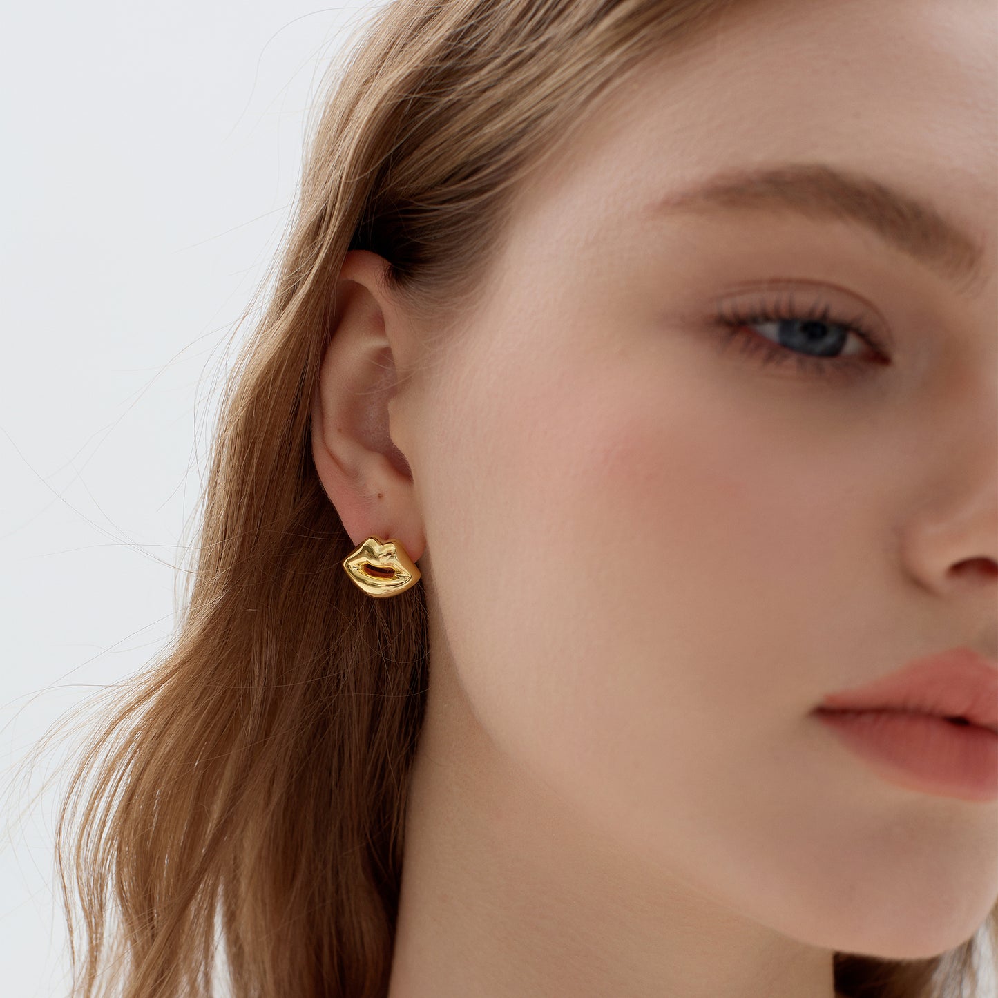 Kiss-Inspired Gold Lip Earrings – Statement Studs for Women