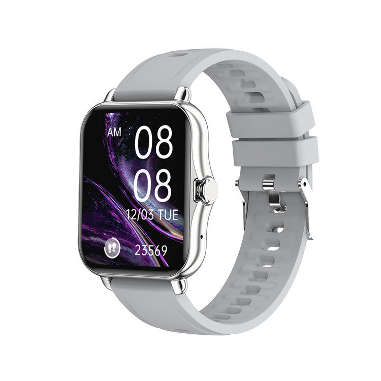 Smartwatch with a gray strap on a white background