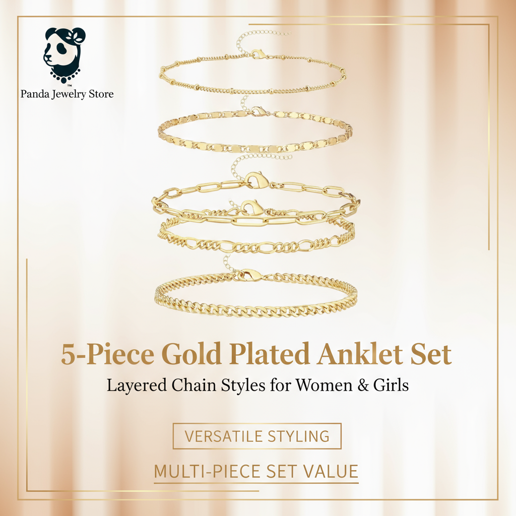 5-Piece Gold Plated Anklet Set Banner