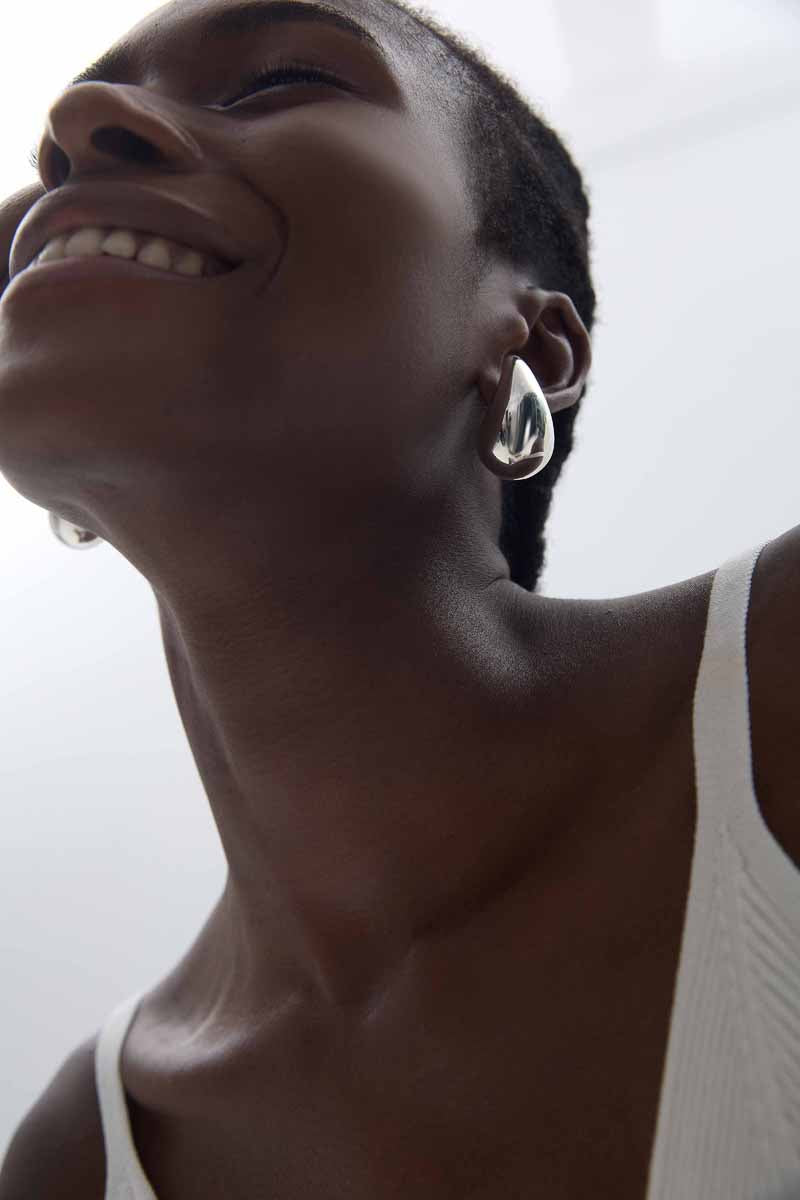 Modern Sculptural Silver Earrings – Bold Organic Statement Jewelry for Women