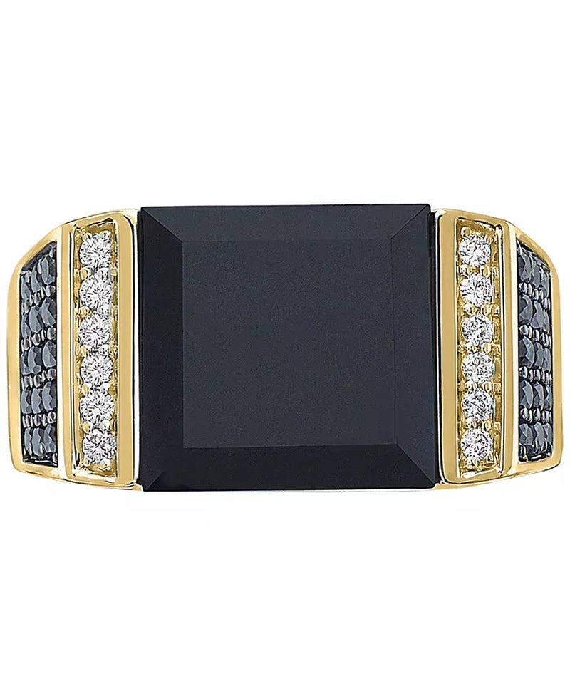 EFFY® Men'S Black Onyx & Diamond (5/8 Ct. T.W.) Ring in 14K Gold