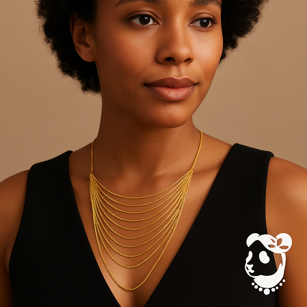 Elegant Draped Gold Chain Bib Necklace for Evening & Special Occasions