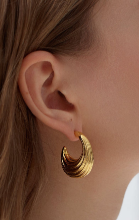 Textured Gold Crescent Hoop Earrings – Bold Statement Jewelry