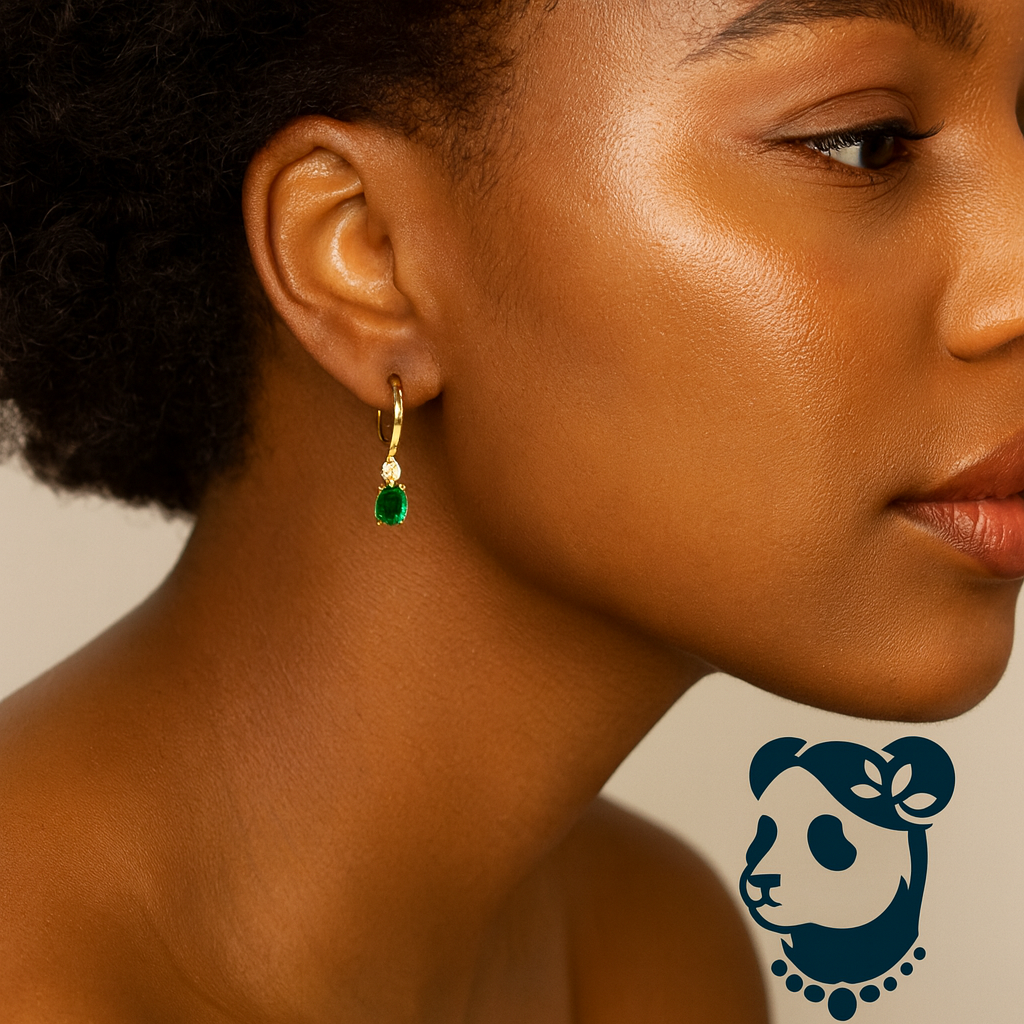 Luxury Emerald Green Crystal Hoop Earrings in Gold – Timeless Elegance