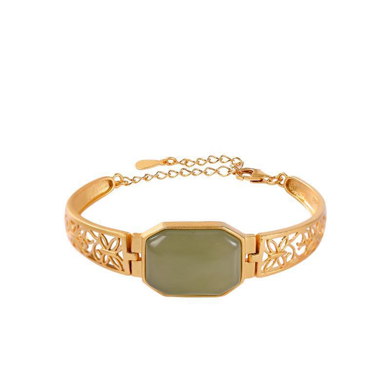 Original S925 Sterling Silver Gold-plated Hetian Vintage Bracelet