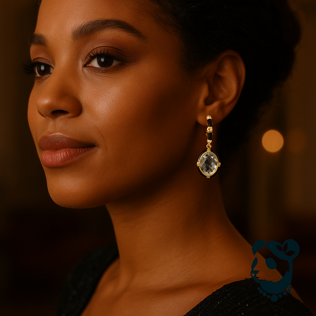 Prince Charming Bamboo-Inspired Earrings – Luxe Crystal & Enamel Accent Hoops