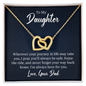 To My Daughter | From Dad | Rose gold finish or 18k yellow gold finish | Interlocking Hearts | Adjustable length 18"-22" | Lobster clasp