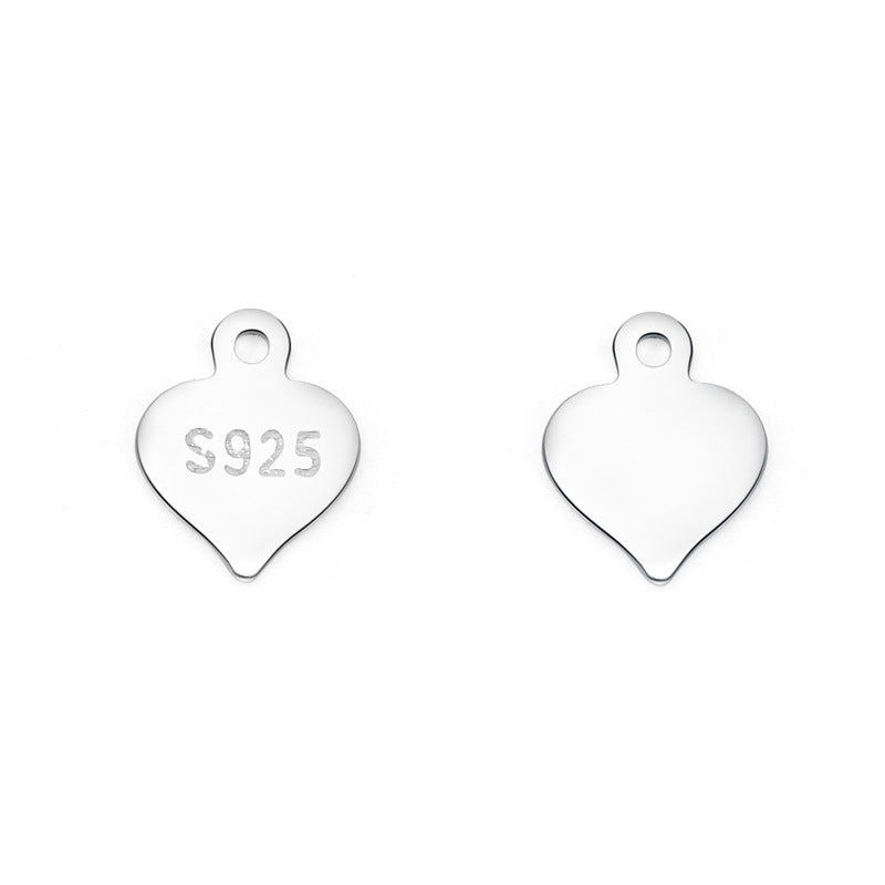 Simple Oval Heart Waterdrop 925 Sterling Silver DIY Charm