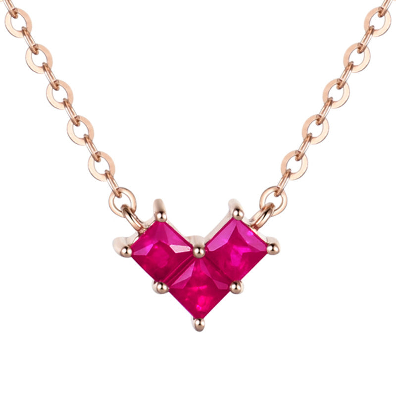 2019 New Square CZ Heart Love 925 Sterling Silver Necklace