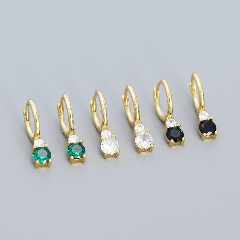 🐼Luxury Emerald Green Crystal Hoop Earrings in Gold – Timeless Elegance