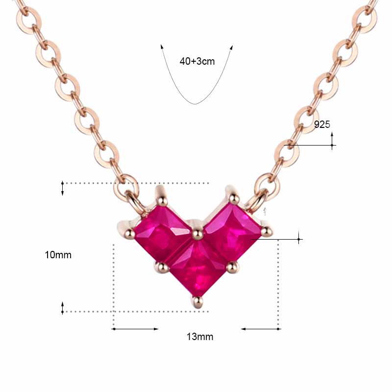2019 New Square CZ Heart Love 925 Sterling Silver Necklace