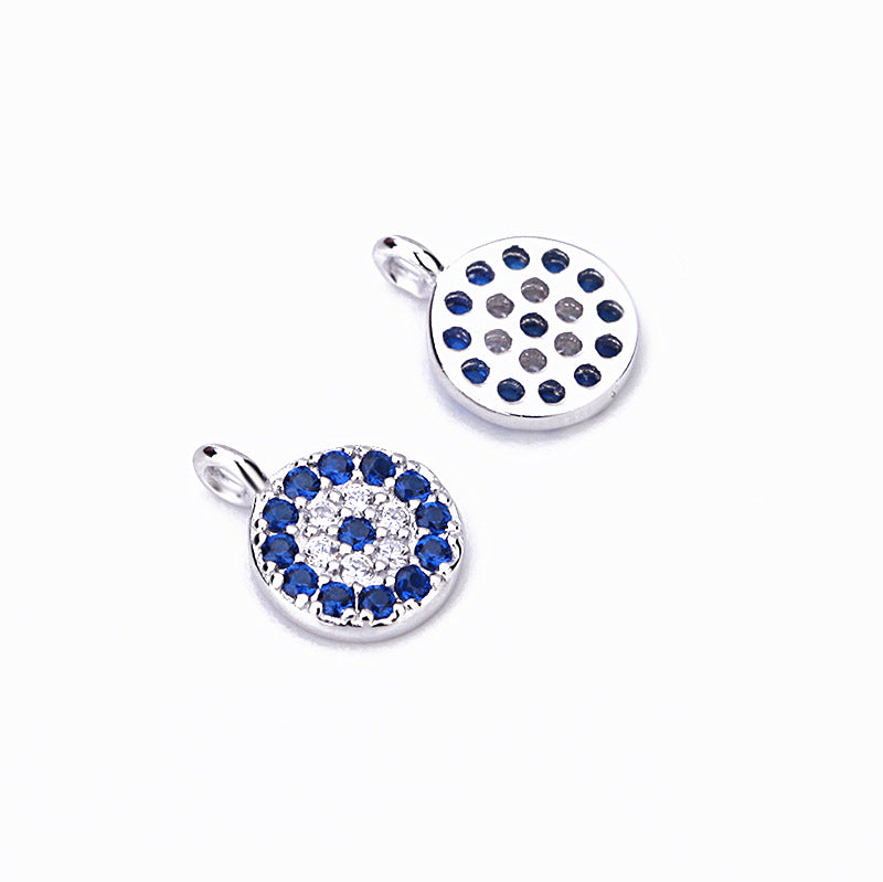 Fashion CZ Round Devil's Eye 925 Sterling Silver DIY Charm