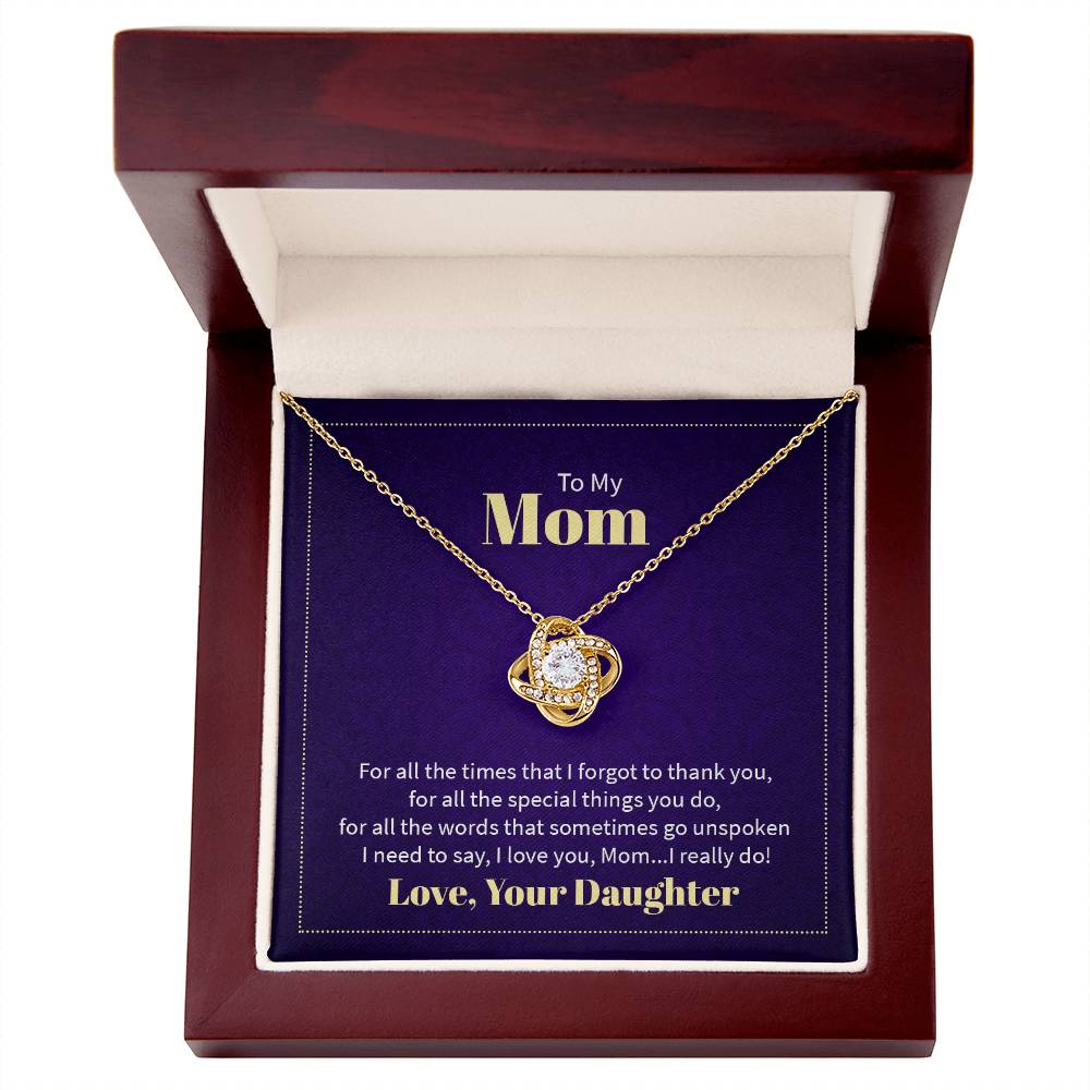 To Mom | From Daughter |Timeless Love Knot Necklace for Special Occasions