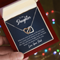 To My Daughter | From Dad | Rose gold finish or 18k yellow gold finish | Interlocking Hearts | Adjustable length 18"-22" | Lobster clasp