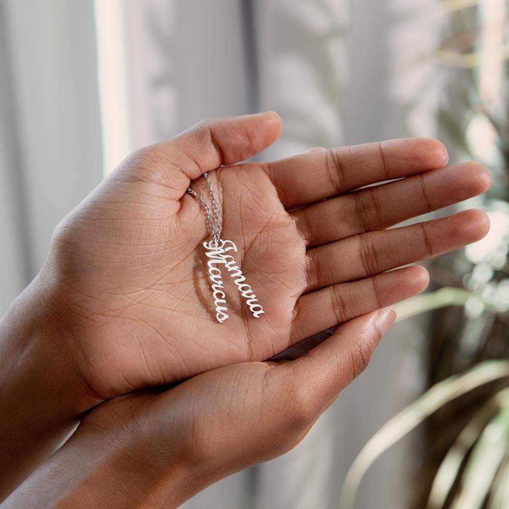 Personalized Vertical Names Necklace - Customized Gift for Her