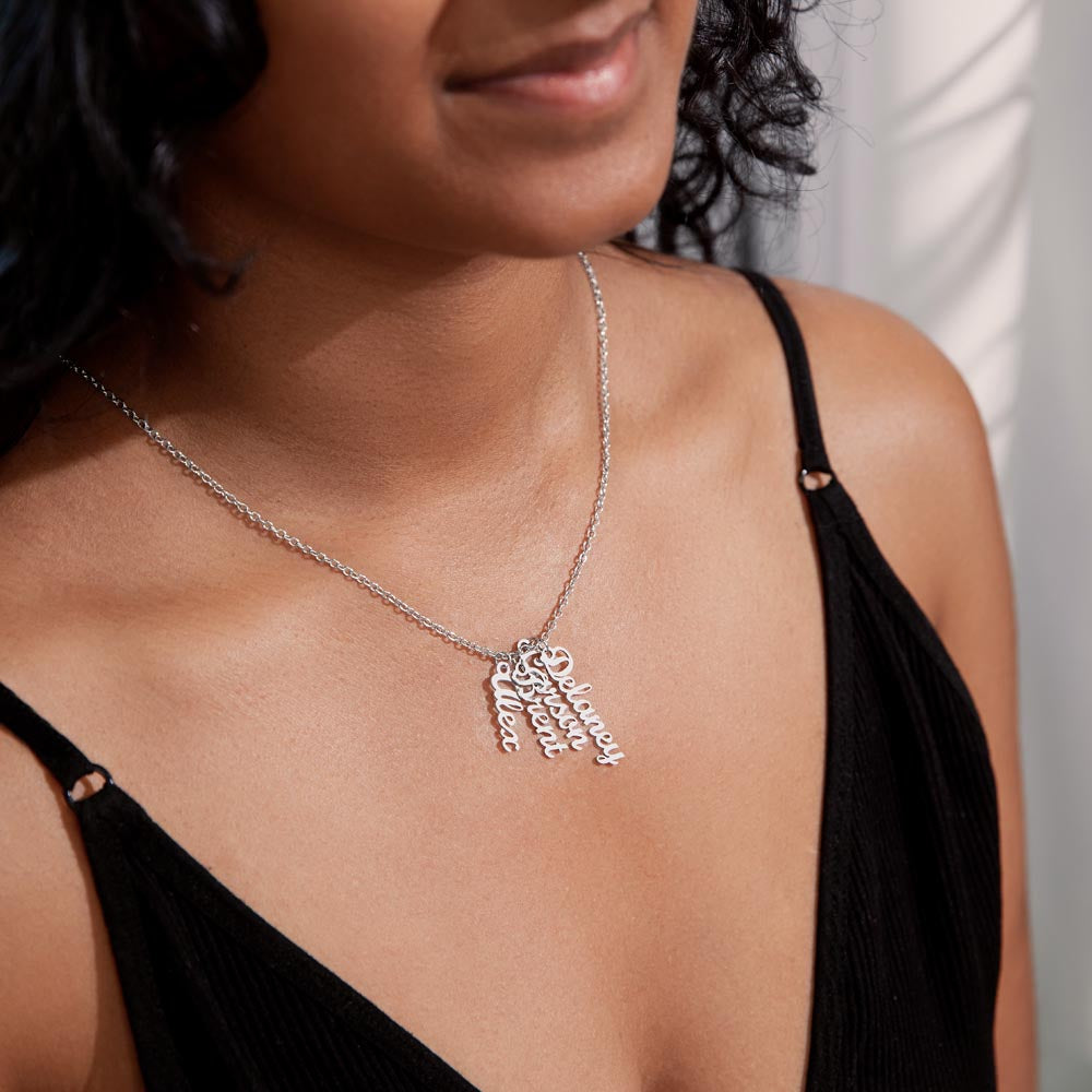 Personalized Vertical Names Necklace - Customized Gift for Her