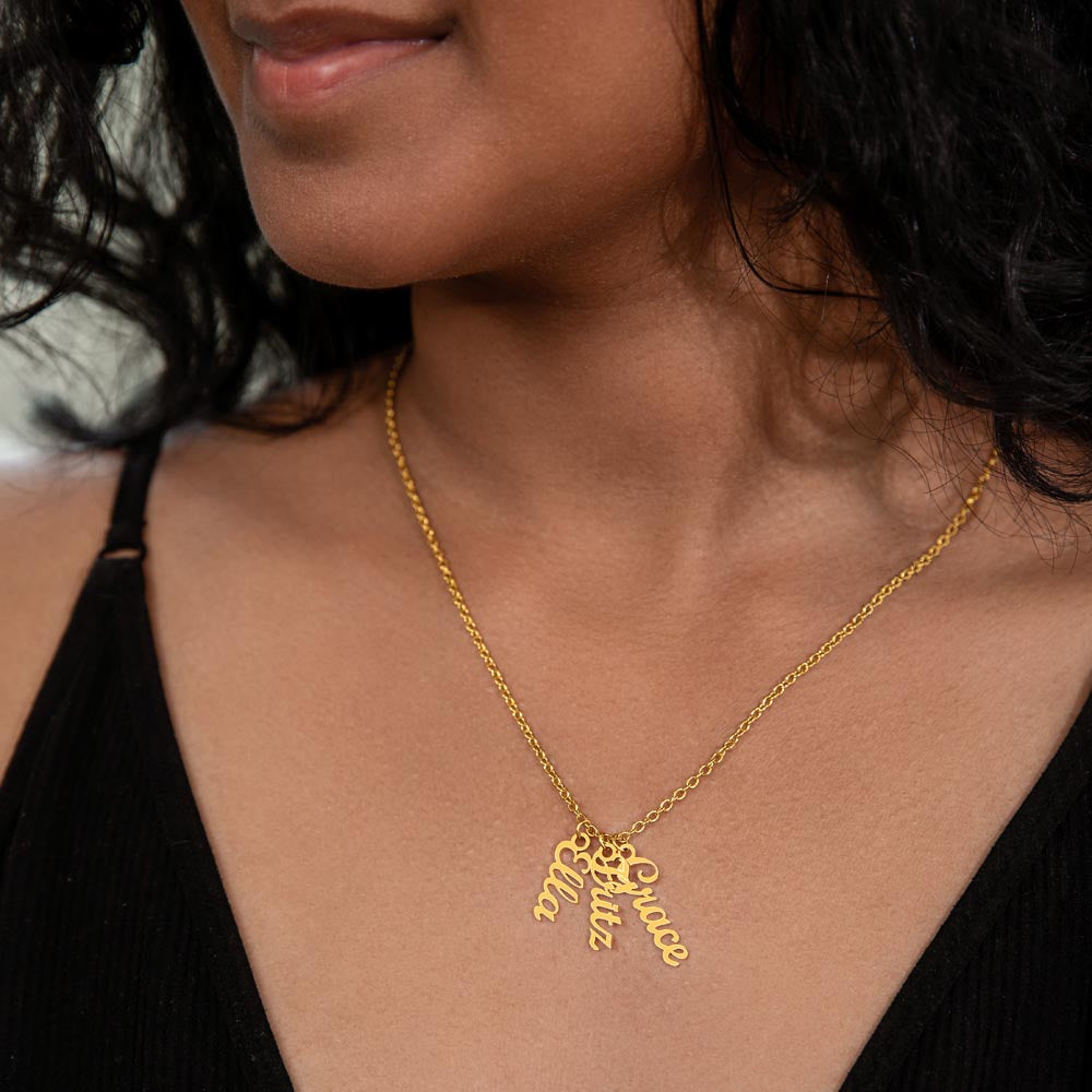 Personalized Vertical Names Necklace - Customized Gift for Her