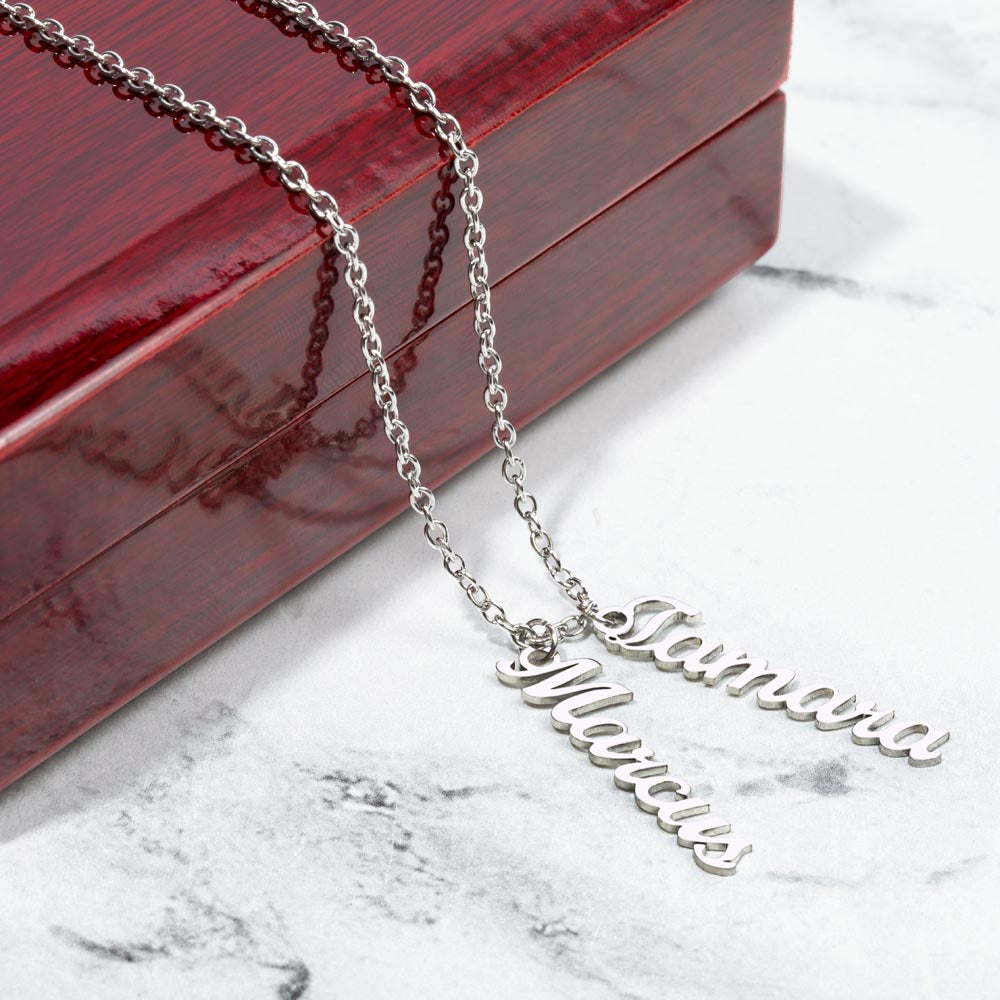 Personalized Vertical Names Necklace - Customized Gift for Her