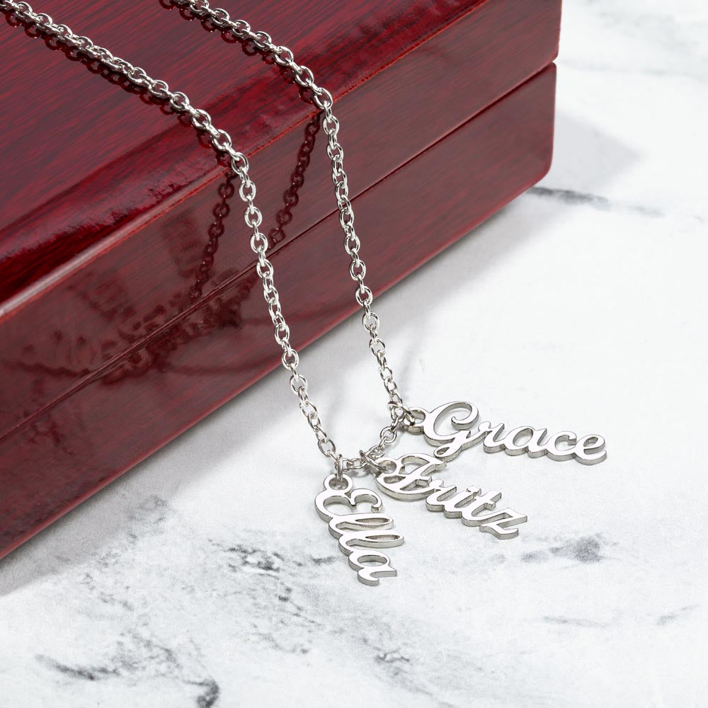 Personalized Vertical Names Necklace - Customized Gift for Her