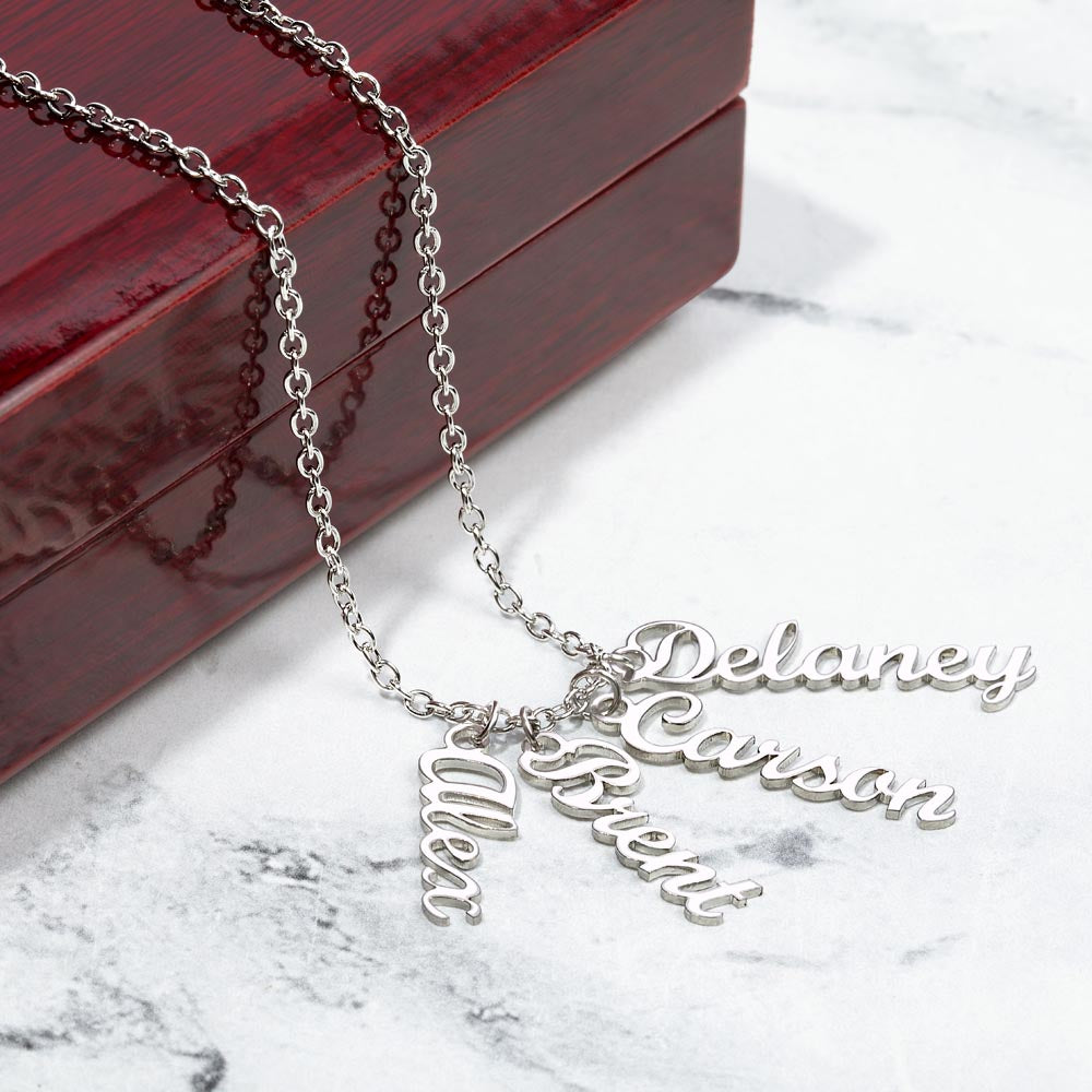Personalized Vertical Names Necklace - Customized Gift for Her
