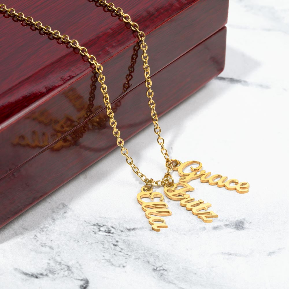 Personalized Vertical Names Necklace - Customized Gift for Her
