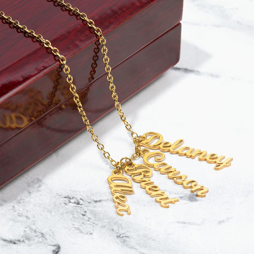 Personalized Vertical Names Necklace - Customized Gift for Her