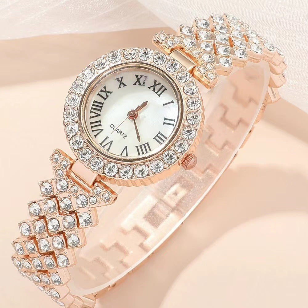 🐼Diamond Women's Bracelet Watch Luxury Fashion Gift Box Watch Bracelet Six-piece Set