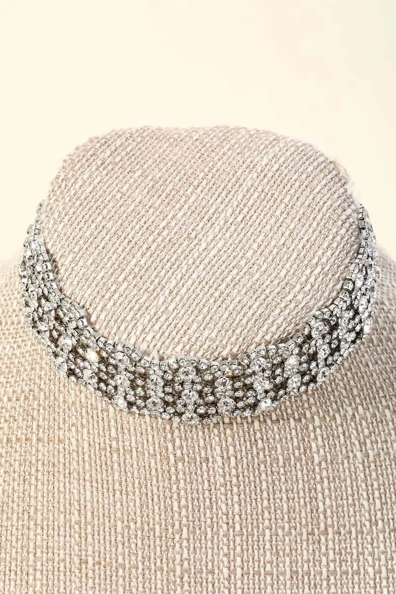 Vintage Rhinestone Chain Choker Necklace