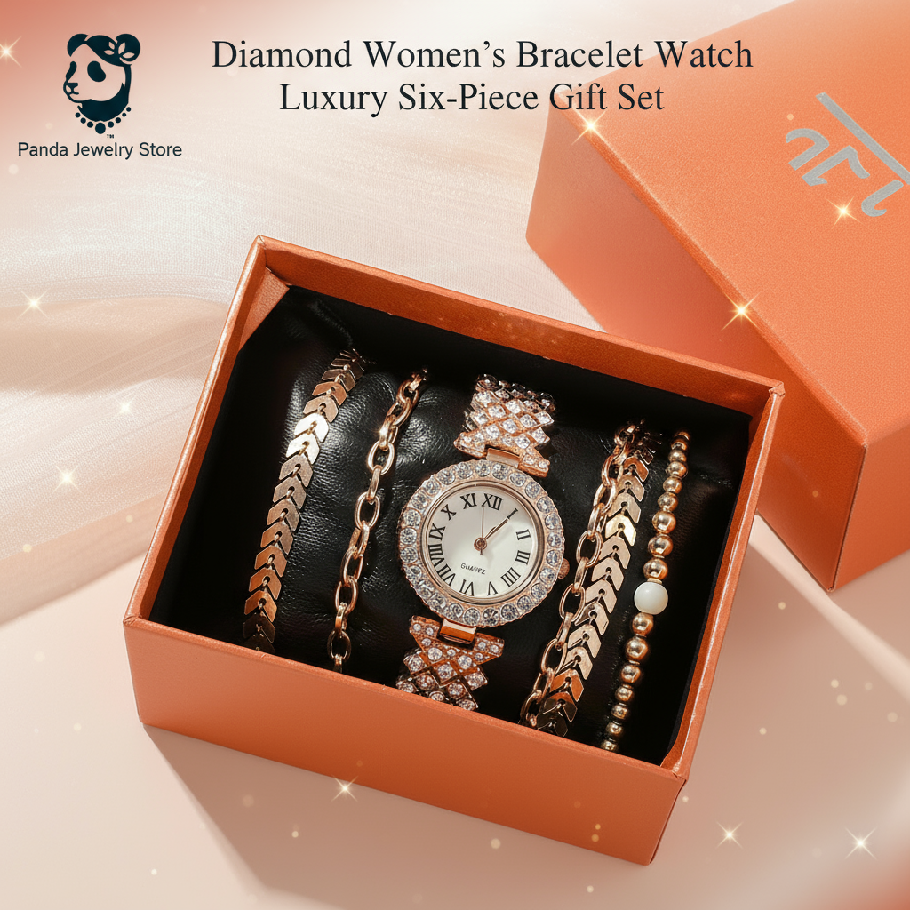 Diamond Women's Bracelet Watch Luxury Six-Piece Gift Set Banner