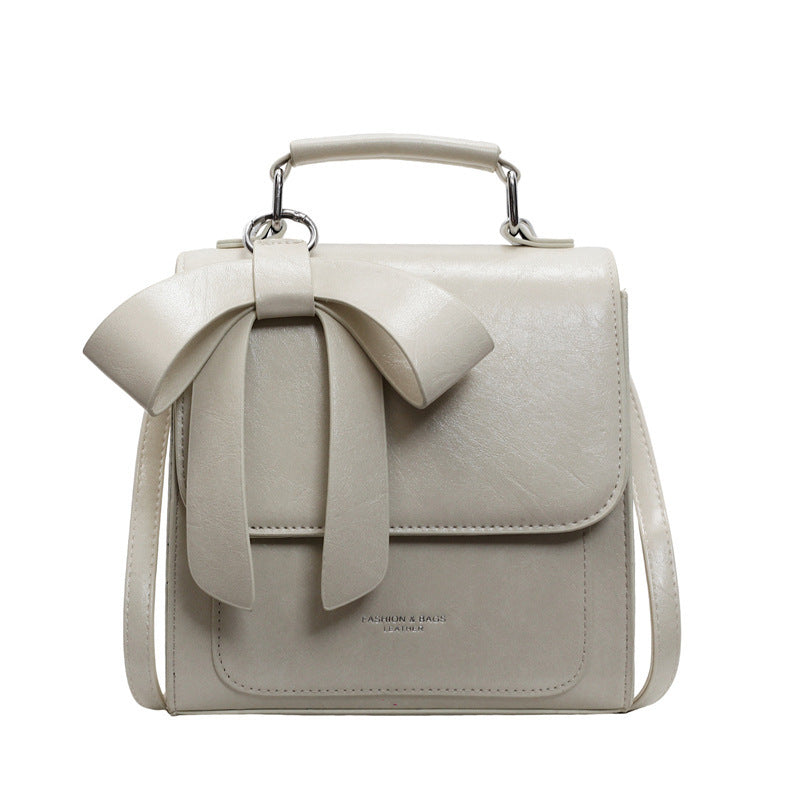 Women’s Cream Bow Handbag – Elegant Shoulder & Crossbody Bag