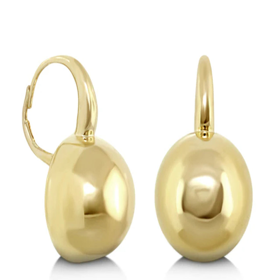 Classic gold dome drop earrings with a sleek, polished finish and timeless design.
