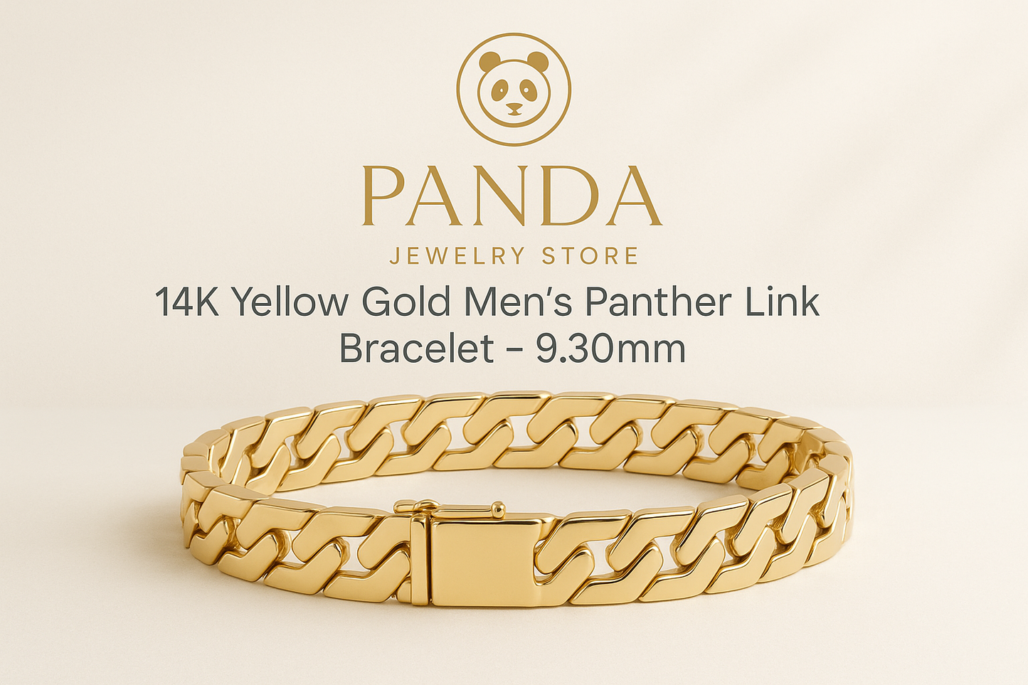 Panda Jewelry Store 14K Gold Men's Panther Link Bracelet Banner