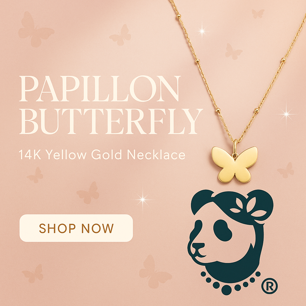 Papillon Butterfly Necklace Banner with Panda Logo
