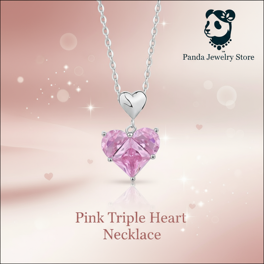 Pink Triple Heart Pendant Necklace Promotional Banner