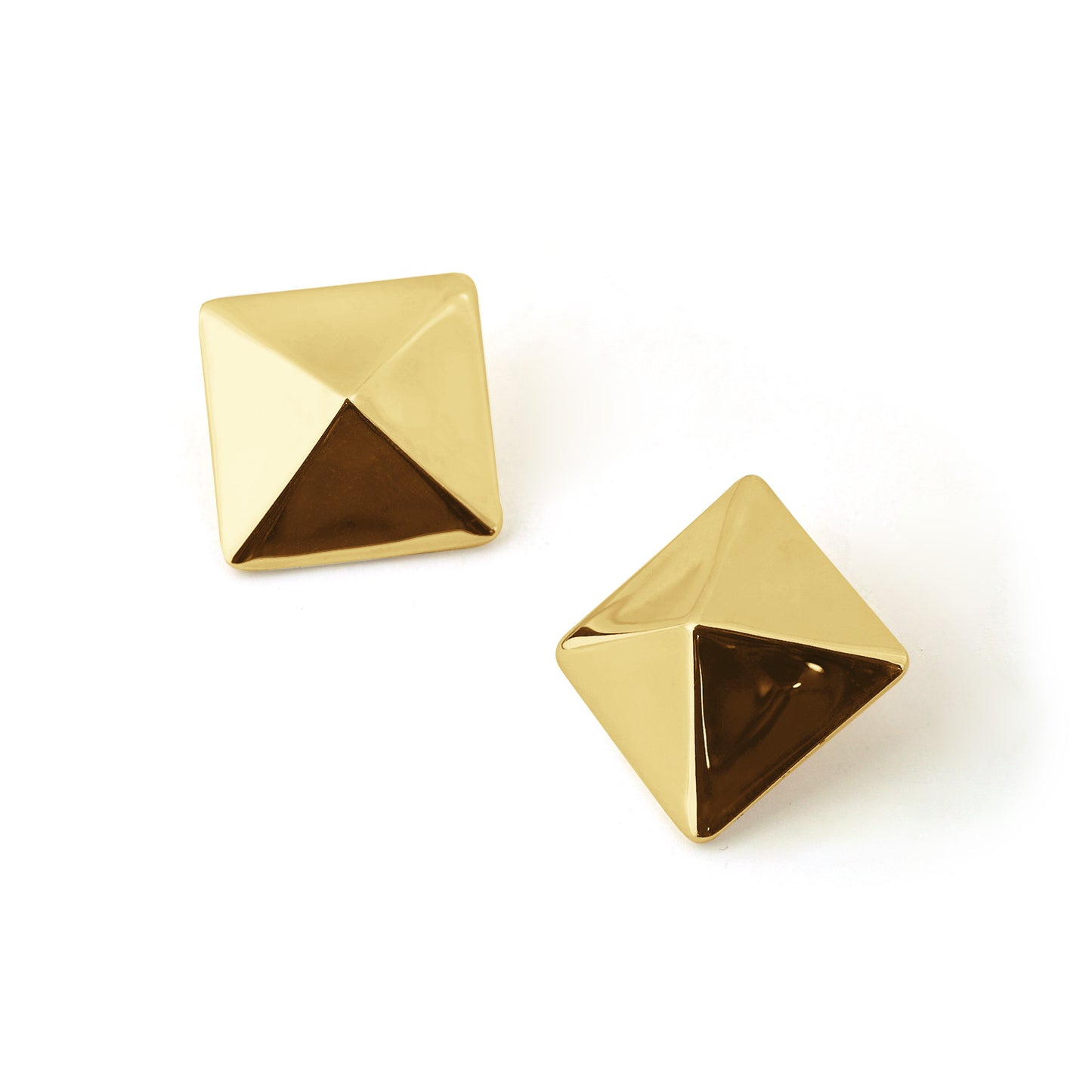 Geometric Pyramid Stud Earrings – Sterling Silver 3D Statement Jewelry