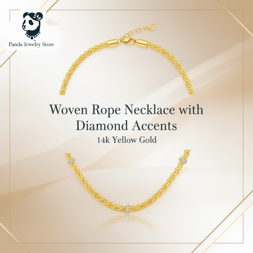 Woven Rope Necklace with Diamond Accents Banner