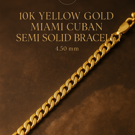 10k Yellow Gold Miami Cuban Semi Solid Bracelet Banner
