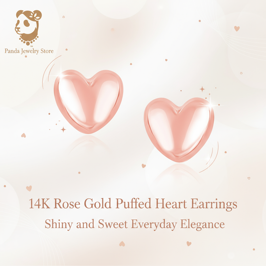 14K Rose Gold Puffed Heart Earrings Banner
