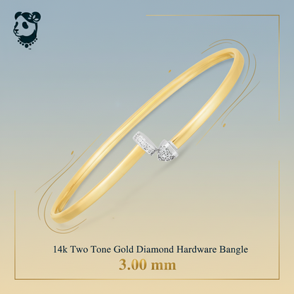 ❄️14k Two Tone Gold Diamond Hardware Bangle (3.00 mm)