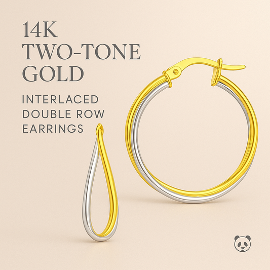 14k Two-Tone Gold Interlaced Double Row Earrings Banner
