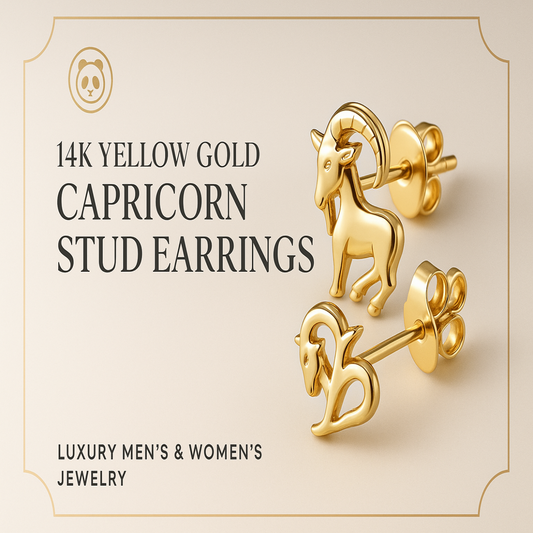 14k Yellow Gold Capricorn Stud Earrings Luxury Banner