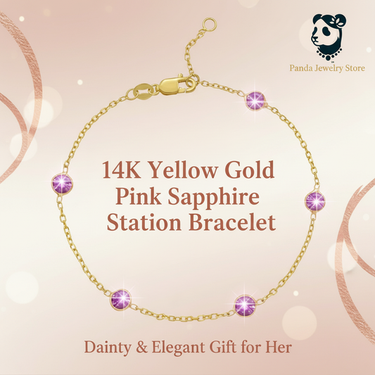 14K Yellow Gold Pink Sapphire Station Bracelet Promotional Banner