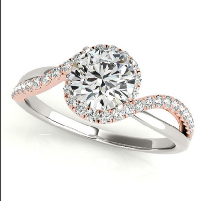 🍎14k White And Rose Gold Bypass Band Diamond Engagement Ring (1 1/8 cttw)