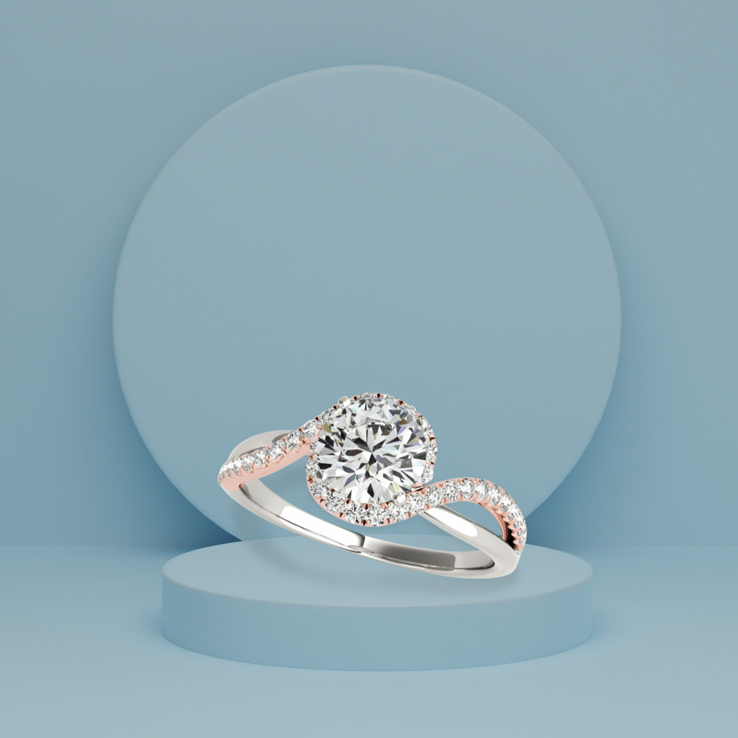 🍎14k White And Rose Gold Bypass Band Diamond Engagement Ring (1 1/8 cttw)