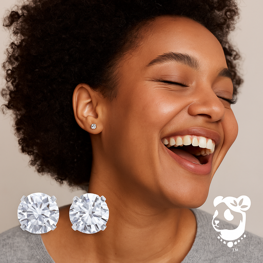 💎14k White Gold White Cubic Zirconia Stud Earrings(2mm)