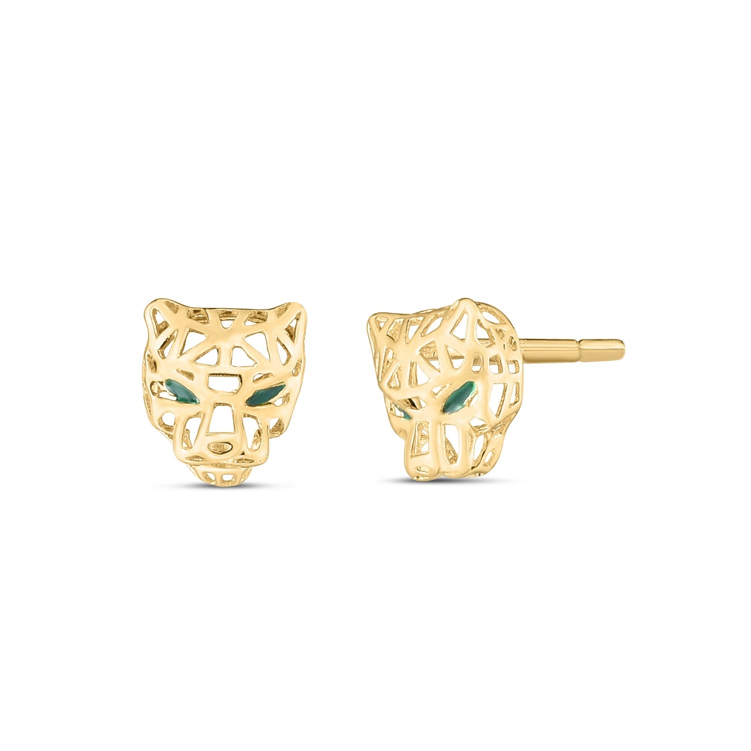 14k Yellow Gold Panther Head Earrings