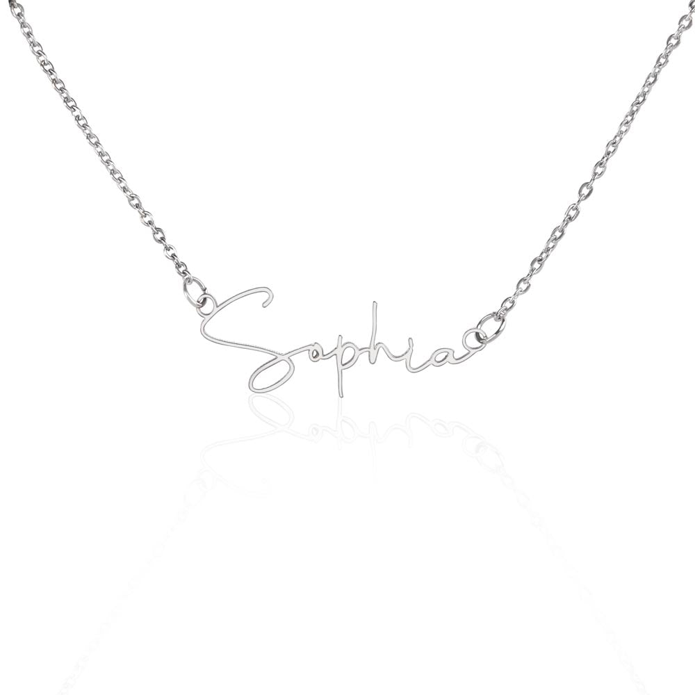 18K Gold Option Custom Signature Script Name Necklace | Personalized Name | Adjustable Chain