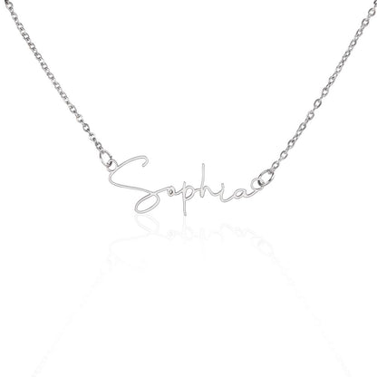 18K Gold Option Custom Signature Script Name Necklace | Personalized Name | Adjustable Chain